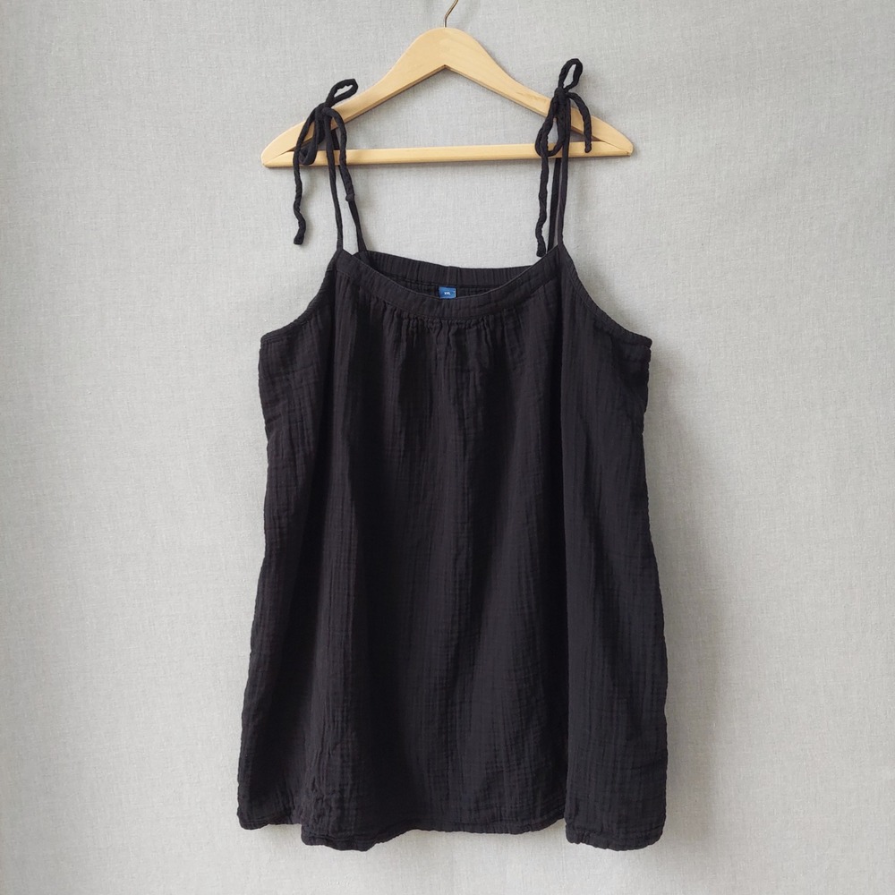 Old Navy Cotton Gauze Swing Tank Tunic Top XXL Tie Strap Boho Beach Vacation